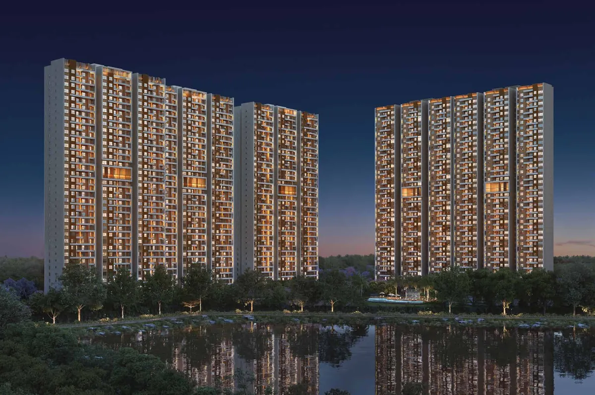 Mana Skanda The Right Life towers at night by the lake Mana Skanda The Right Life towers at night by the lake